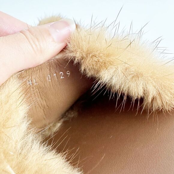 LOUIS VUITTON Lock It Mink Fur Brown Slide Sandal 37 US 7 Mules Logo Flat Mule - Picture 12 of 14